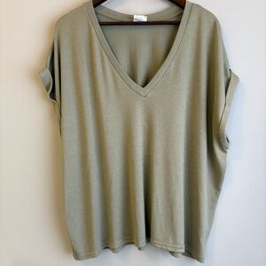 Mod Ref Green V-Neck Dolman Sleeve Top XL Oversized